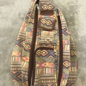 Union Bay Aztec print multi colored sling adjustable backpack